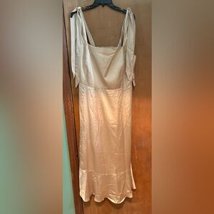 Show Me Your MuMu Champagne Claire Midi Satin Dress NWT